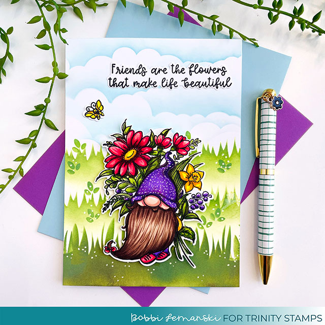 Friends are Flowers Gnome by Trinity Stamps