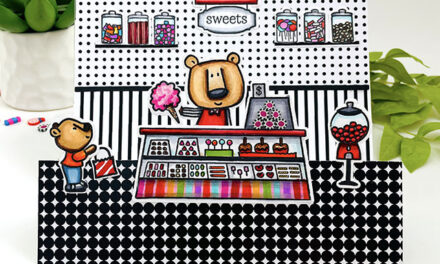 Double Easel Cozy Bear Sweet Shop Card