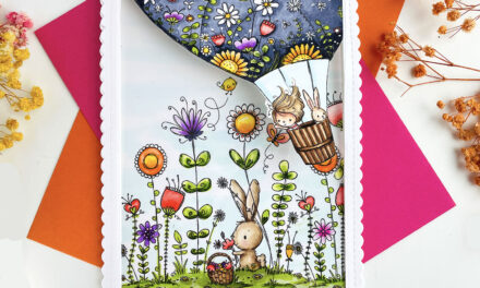 Bunny Garden and Hot Air Balloon Window Card